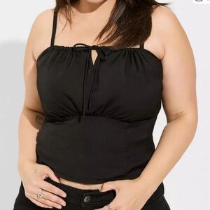 Torrid satin Thai front sleeveless crop top black size 1X
